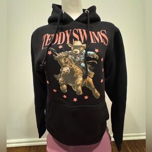 Black Teddy Swims Hoodie with Bear Graphic Size SM